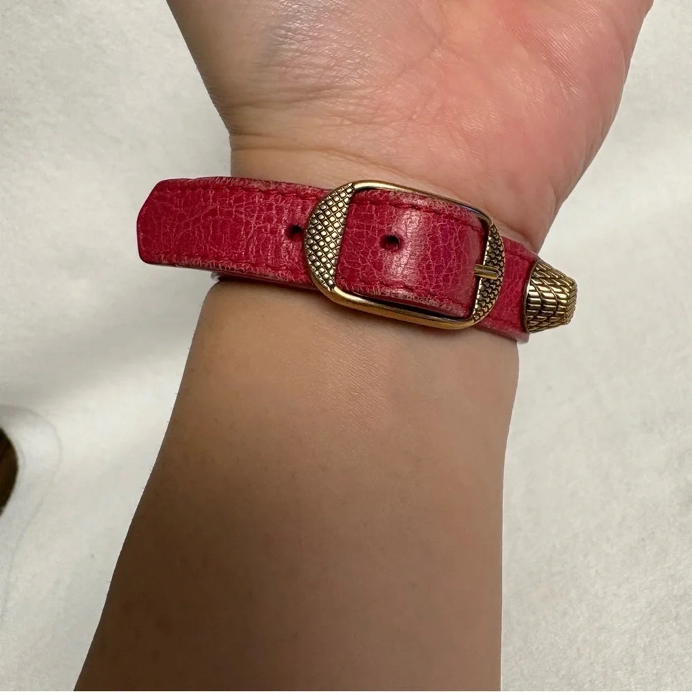 BALENCIAGA Giant Studded Leather Arena Red Bracelet